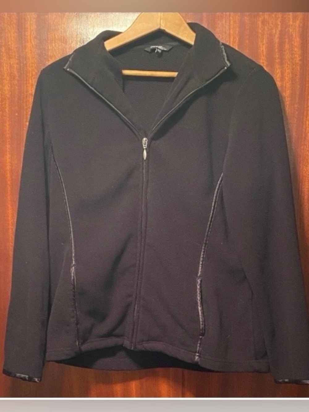 George Classics Black Full Zip Jacket Womenโs M Fleece Casual